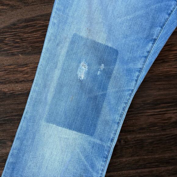 Gap 1969 Real Straight Jeans Patchwork Denim Jeans Embroidered Sz 32 Womens - Picture 2 of 10